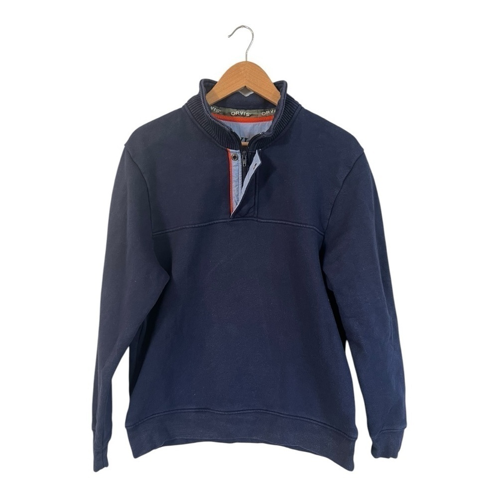 Orvis Men's 1/4 Zip Sweatshirt Blue Size Medium